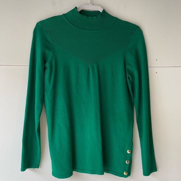 Green Sweater Blouse Top Shirt Button Sleeves St Patrick's Day Sweater, Sz M - Picture 4 of 12